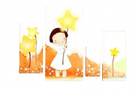 Модульная картина "Девочка с воздушными шариками"