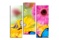 Модульная картина "Бабочки на цветах"
