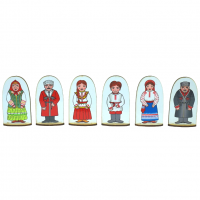 Набор кукол на подставке "Семья казаков" 6 шт. материал - фанера