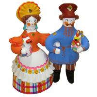 Дымковская игрушка "Парочка" (12-13 см)