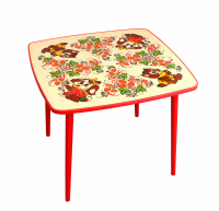 Стол с художественной росписью квадратный "Осень", высота 460 мм