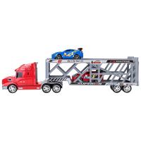 Игрушечные машинки серии "Гоночный трек" (Автовоз - тягач 66 см, красный. 2 гоночные машины)